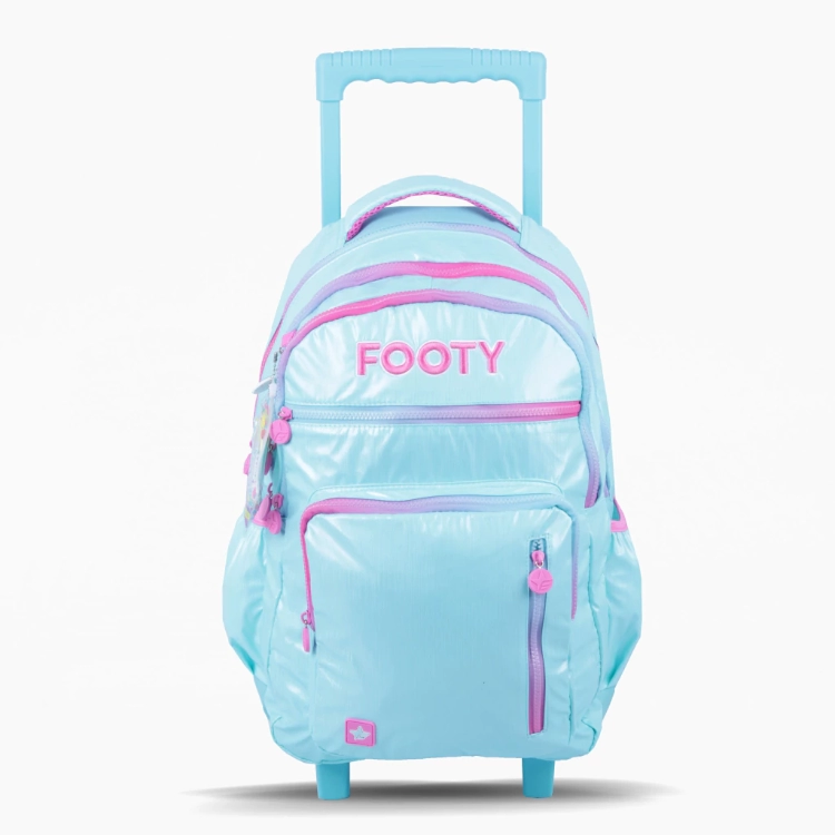 Mochila Escolar Footy 2026 Colorland Celeste 18" con Carro Art.F26311